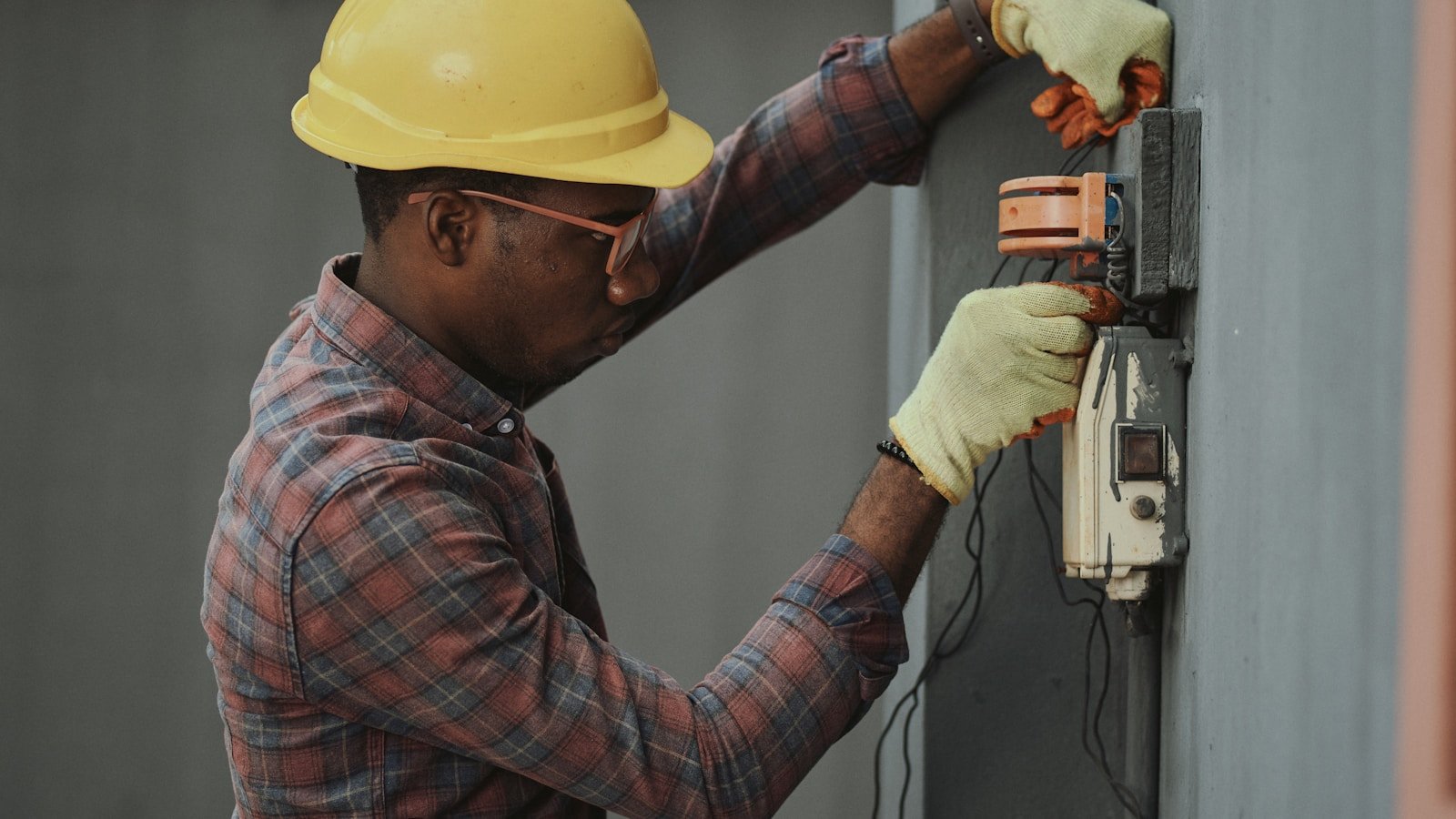 Utility worker on the job